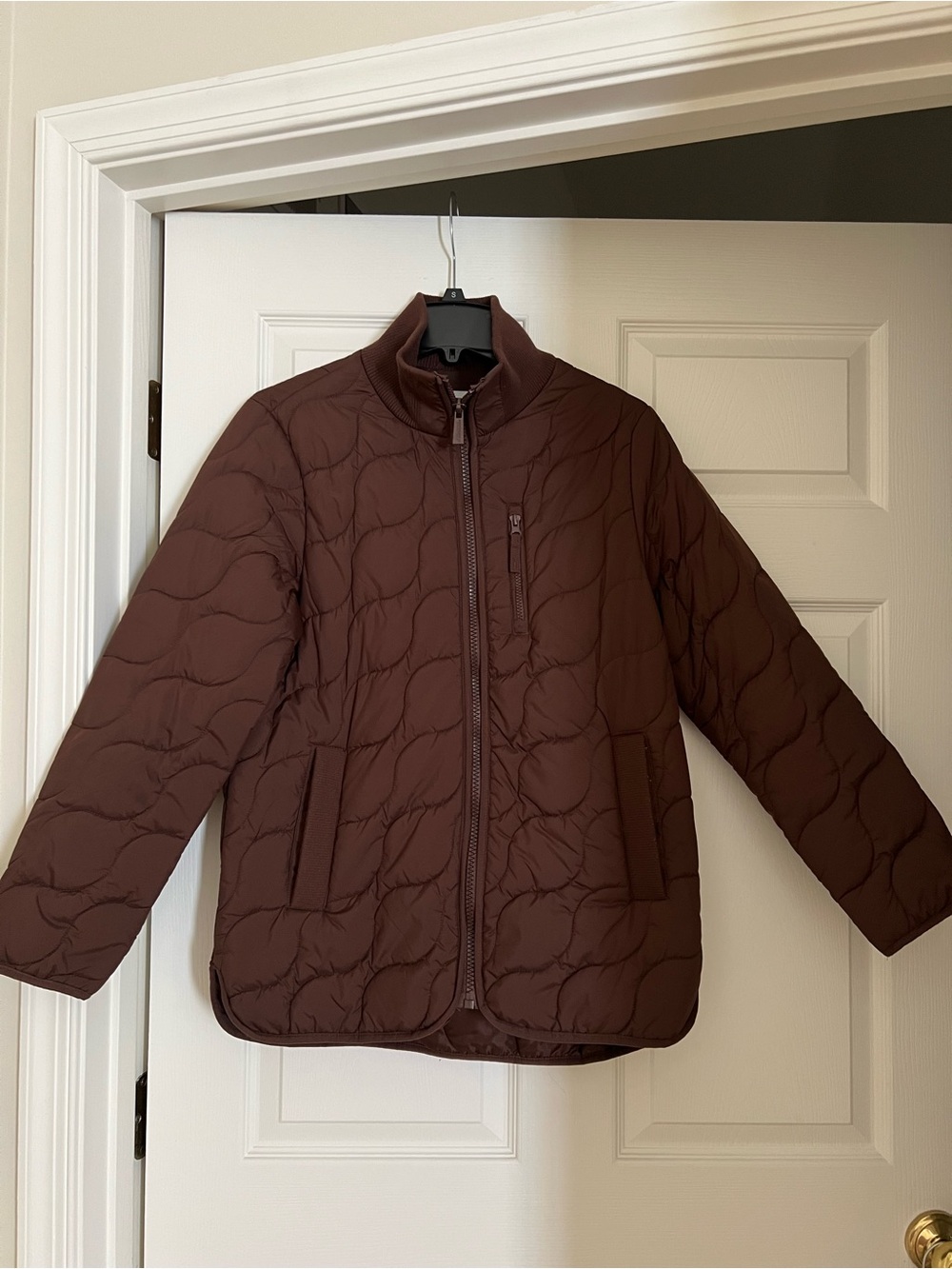 Women's Quilted Brown Jacket with Zip Front